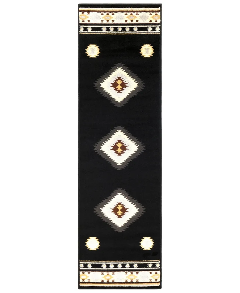 Livabliss Rugs Paramount Par-1095 Black 2'2" x 7'6" Runner Area Rug