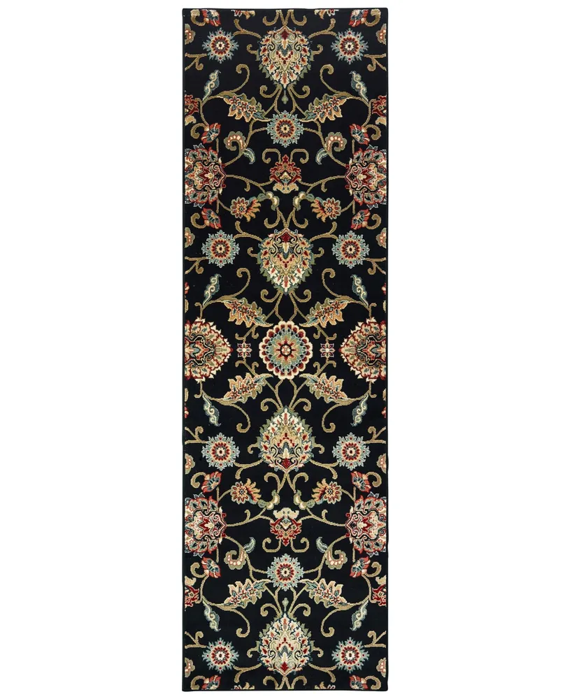 Closeout! Oriental Weavers Kashan 9946K Black/Multi 2'3" x 7'6" Runner Area Rug