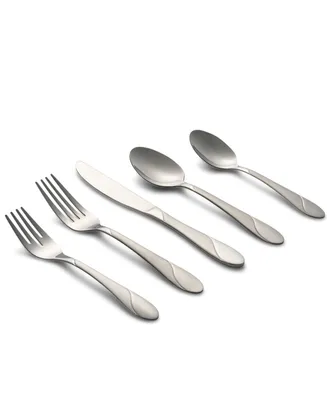 Cambridge Silversmiths Swirl Sand 89-Piece Flatware Set, Service for 12