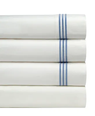 Pointehaven 300 Thread Count Embroidered Cotton Oversized Percale Sheet Set, Queen