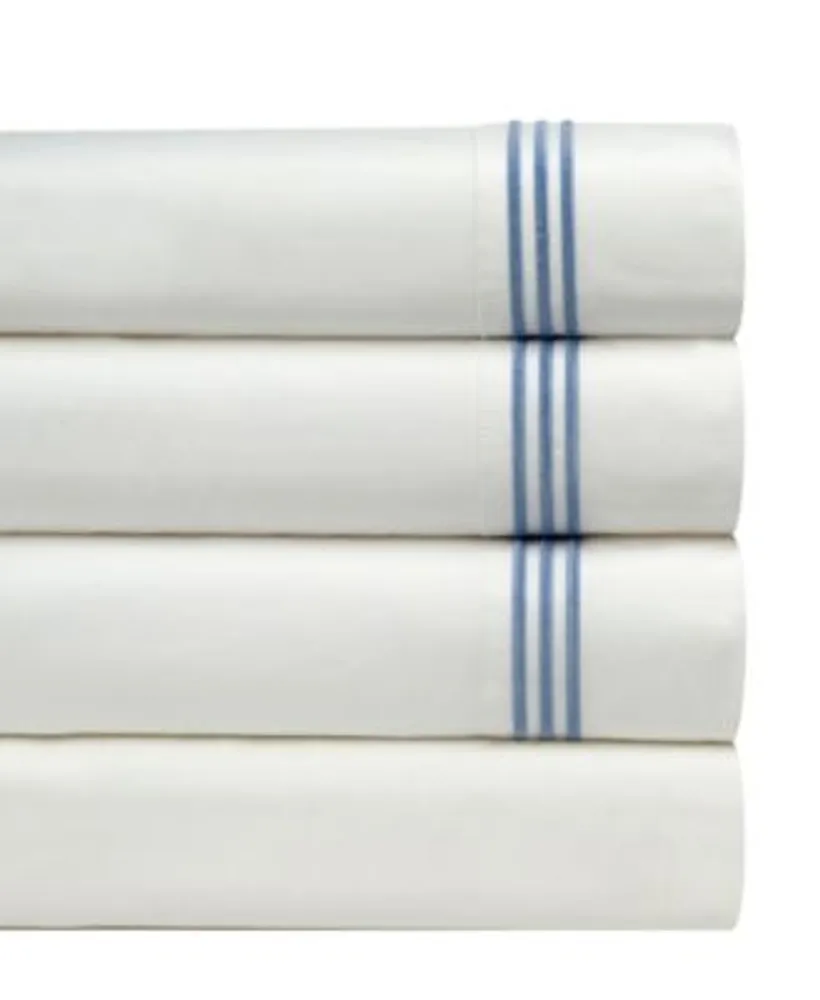 Pointehaven 300 Thread Count Embroidered Cotton Oversized Percale Sheet Sets