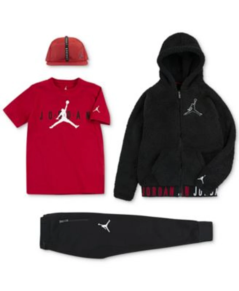 Jordan Big Boys Air Cap Zip Front Hoodie Graphic Print T Shirt Jogger Pants