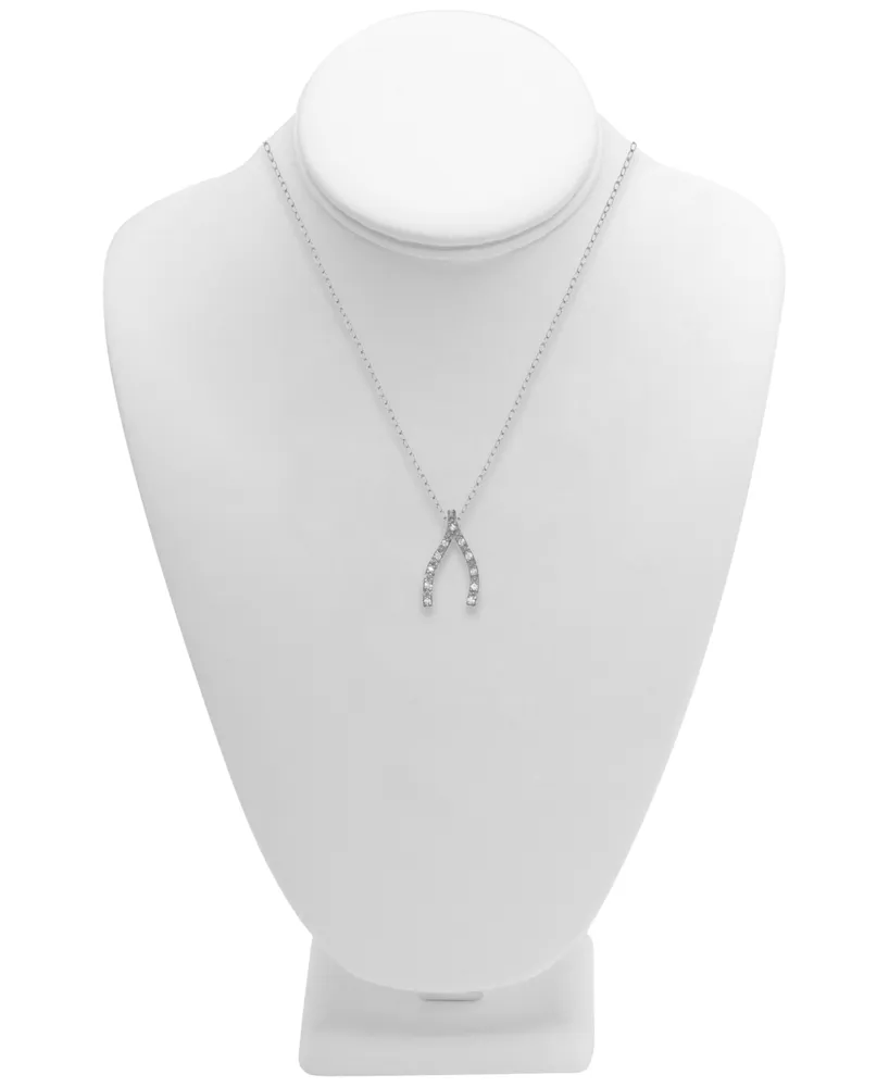 Diamond Wishbone 18" Pendant Necklace (1/10 ct. t.w.) in Sterling Silver