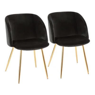 Lumisource Fran Chair Gold Metal and Velvet Set of 2