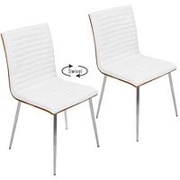 Lumisource Mason Chair with Swivel in Stainless Steel and Faux Leather Set of 2