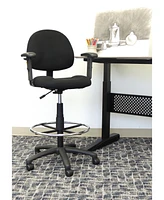 Boss Office Products Drafting Stool W/Footring And Adjustable Arms