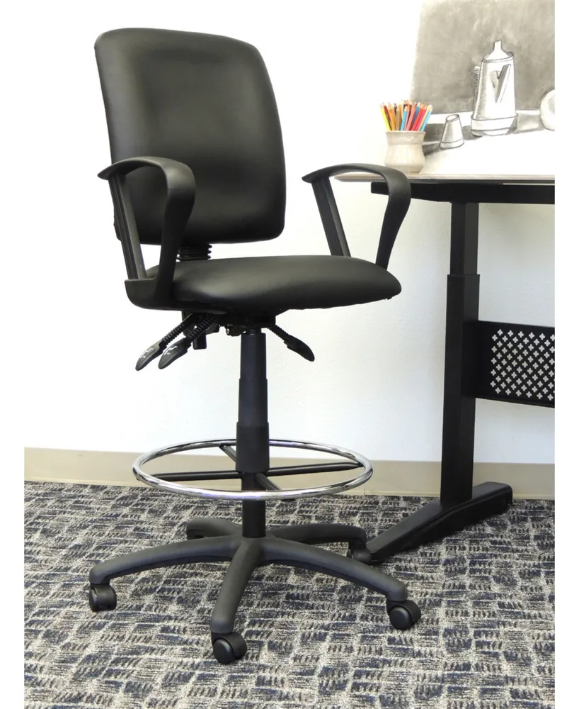 Boss Office Products Multifunctional Drafting Stool With Arms