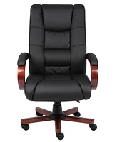 Boss Office Products High Back Executive Wood Finished Chair