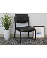 Boss Office Products Leather Sled Base Side Chair W/ Arms