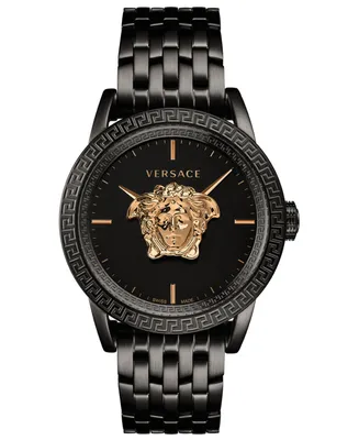 Versace Men's Swiss Palazzo Empire Black Ion-Plated Stainless Steel Bracelet Watch 43mm