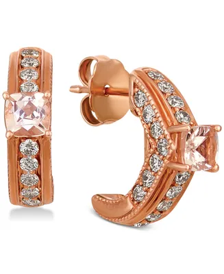 Le Vian Peach & Nude Peach Morganite (3/8 ct. t.w.) & Nude Diamond (3/4 ct. t.w.) Hoop Earrings in 14k Rose Gold