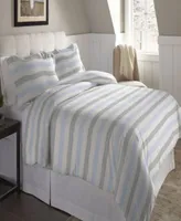 Pointehaven Savannah Stripe Superior Weight Cotton Flannel Duvet Cover Set