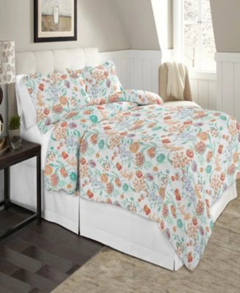 Celeste Home Luxury Weight Printed Cotton Flannel Duvet Cover Set
