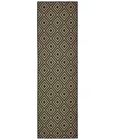 Oriental Weavers Marina 2335K Black/Tan 2'3" x 7'6" Indoor/Outdoor Runner Area Rug