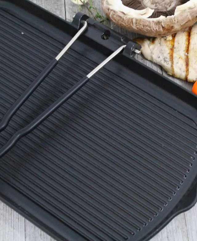 Chasseur French Enameled 14 in. Rectangular Cast Iron Griddle in Caviar Grey  CI_3352C_CI_165 - The Home Depot