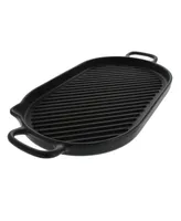 Chasseur French Oval Cast Iron Grill Pan, 18-inch