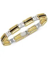 Men's Onyx and Diamond (1/2 ct. t.w.) Bracelet in 10k Yellow & White Gold