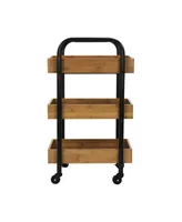 Oceanstar Portable Storage Cart with 3 Easy Removable Bamboo Trays