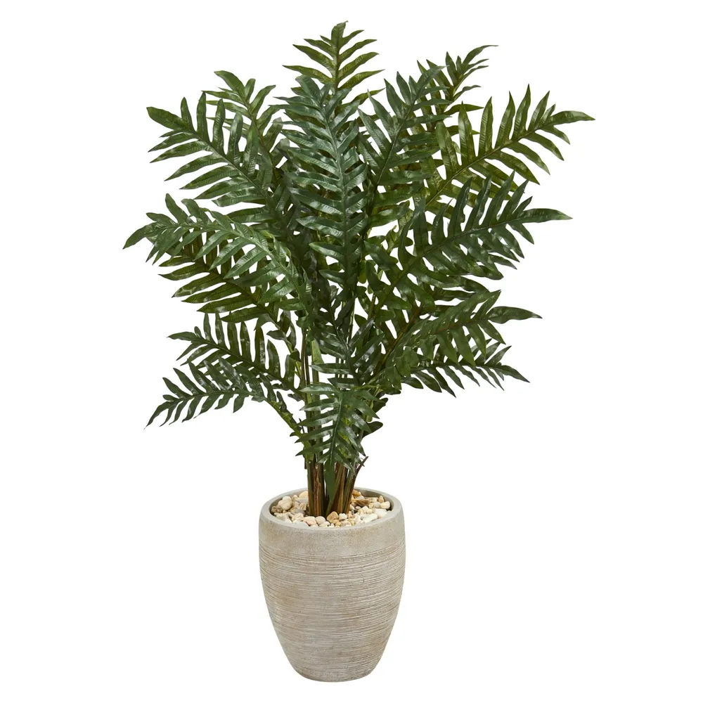 Nearly Natural 4' Evergreen Artificial Plant in Scrape Finish Planter