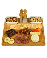 Picnic at Ascot Sherborne Large Bamboo Cheese Board Set with 4 Tools and 2 Bowls