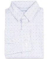 Calvin Klein Big Boys Slim-Fit Stretch Logo Dot-Print Dress Shirt