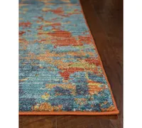 Kas Illusions Elements 6208 Blue/Coral 6'7" x 9'6" Area Rug