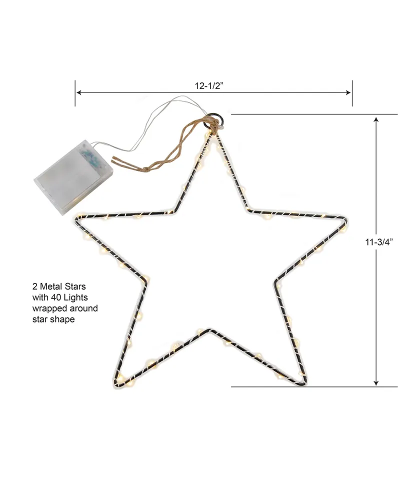 Lumabase Set of 2 Star Motif with Mini Led String Lights