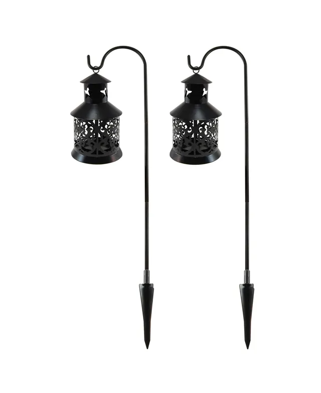 Metal Lantern with Battery Operated Candle - Black Tapered - LumaBase