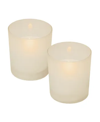 Lumabase Set of 2 Frosted Glass Flickering Led Candles