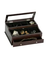 Mele & Co. Hampden Men's Glass Top Wooden Dresser Top Valet