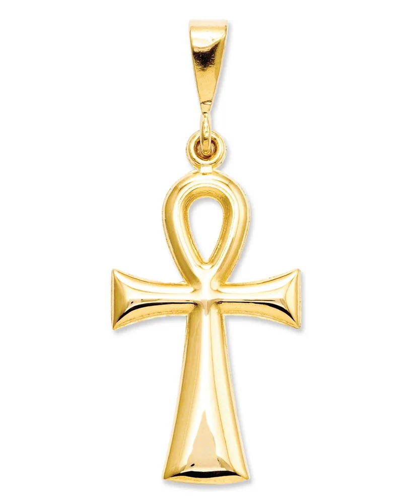 14k Gold Charm, Egyptian Ankh Cross Charm