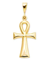 14k Gold Charm, Egyptian Ankh Cross Charm