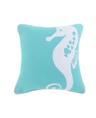 Levtex Del Rey Seahorse Embroidered Decorative Pillow, 18" x 18"