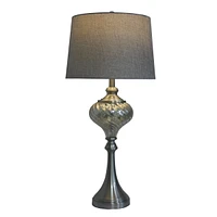 Fangio Lighting's 1594 30" Brushed Steel And Swirl Mercury Glass Table Lamp