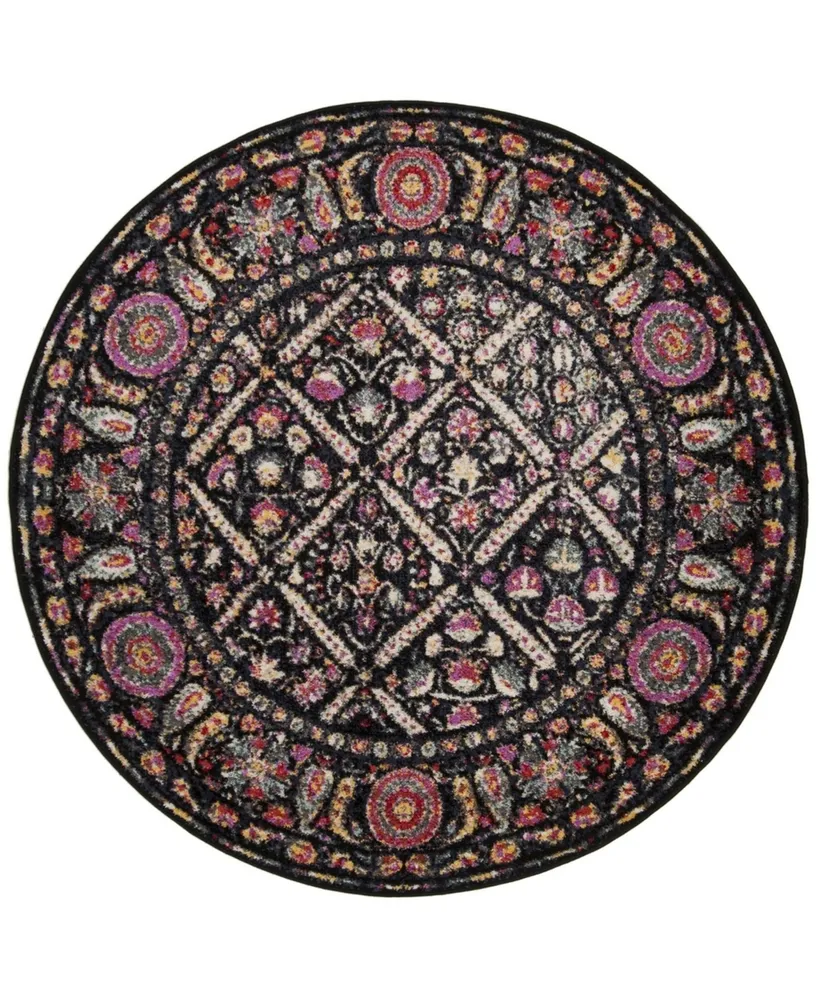 Safavieh Adirondack 203 Black and Fuchsia 6' x 6' Round Area Rug