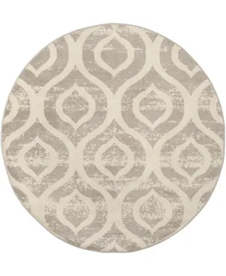 Safavieh Amsterdam AMS107 Ivory and Mauve 6'7" x 6'7" Round Outdoor Area Rug