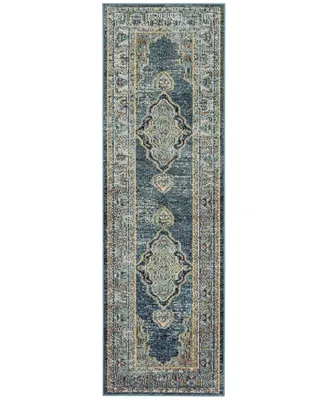 Safavieh Crystal CRS500 Blue and Yellow 2'2" x 7' Runner Area Rug