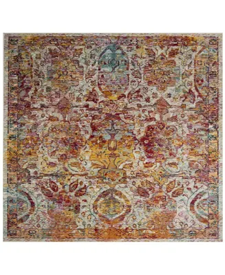 Safavieh Crystal CRS505 Light Blue and Orange 7' x 7' Square Area Rug