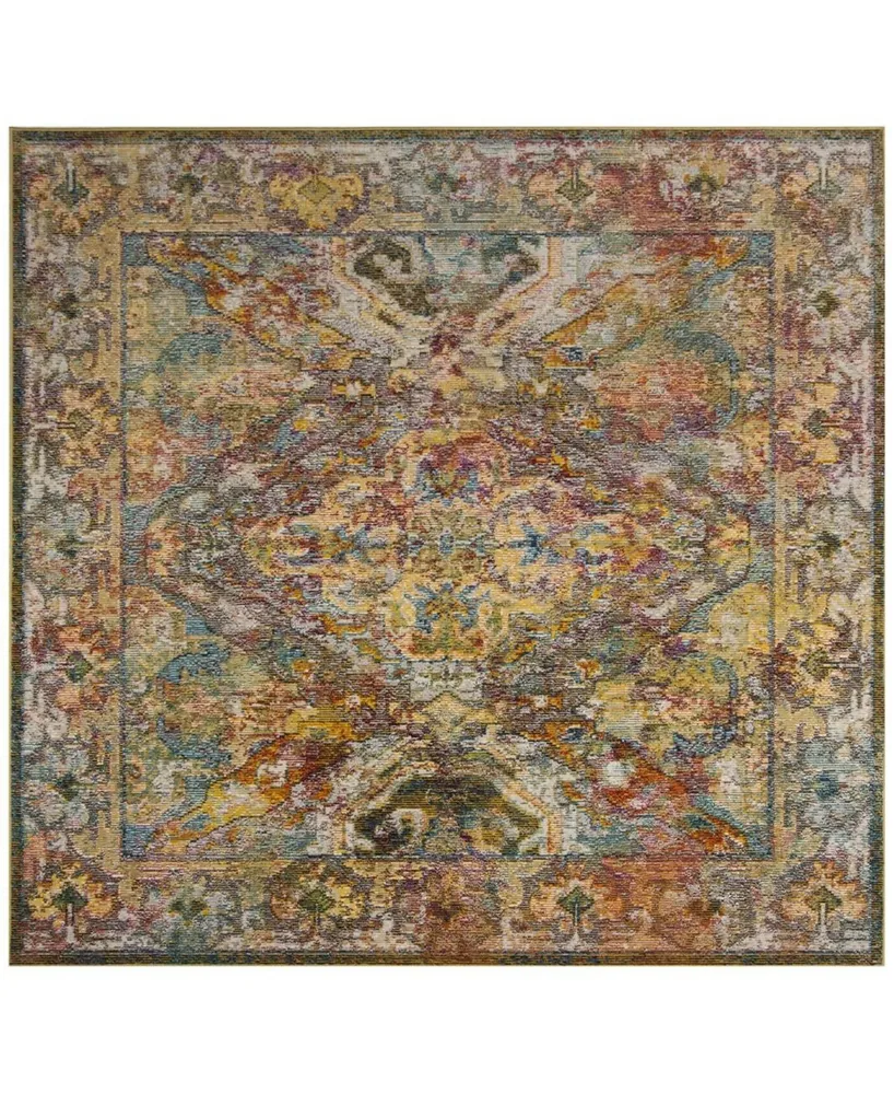 Safavieh Crystal CRS516 Light Blue and Orange 7' x 7' Square Area Rug