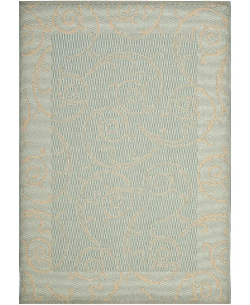 Safavieh Courtyard CY6108 Aqua and Cream 5'3" x 7'7" Outdoor Area Rug