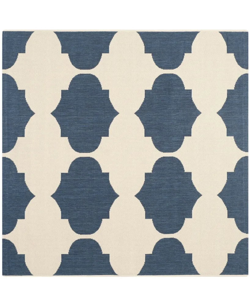 Safavieh Courtyard CY6162 Beige and Navy 5'3" x 5'3" Square Outdoor Area Rug