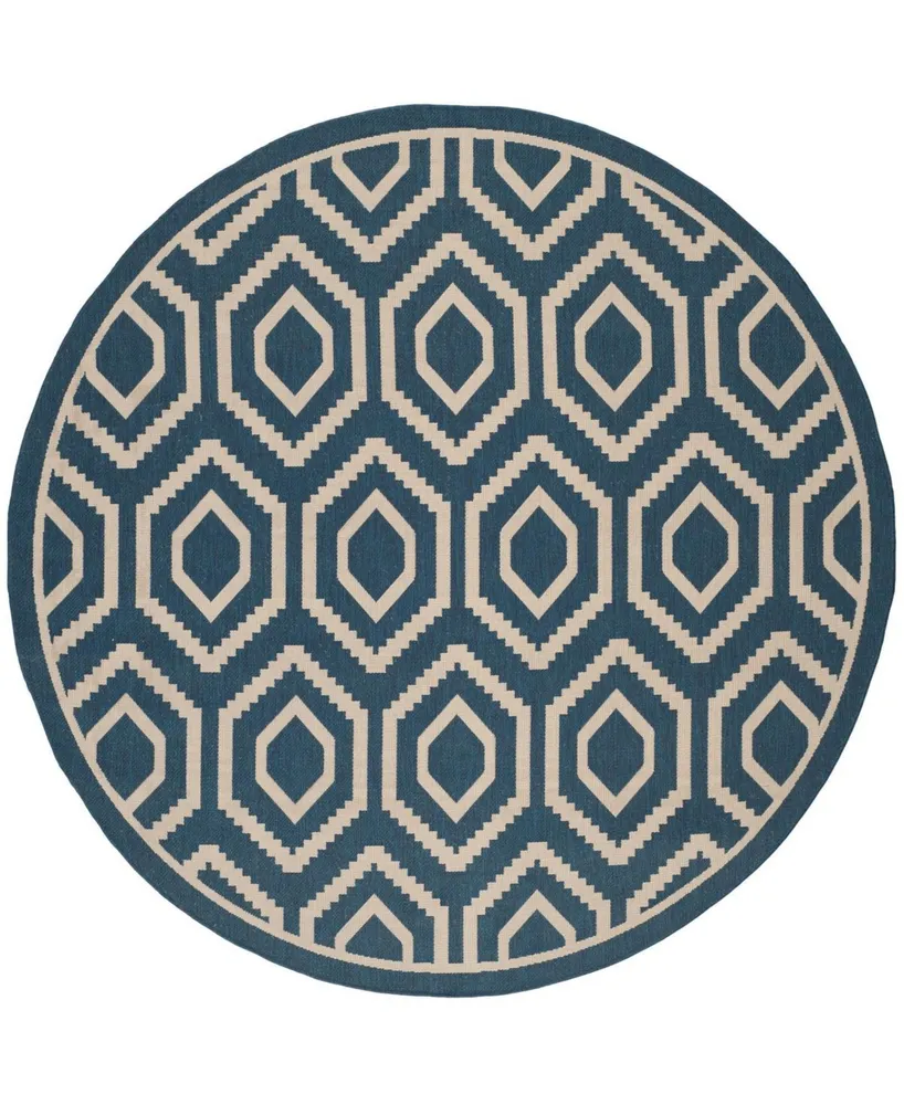 Safavieh Courtyard CY6902 Navy and Beige 7'10" x 7'10" Sisal Weave Round Outdoor Area Rug