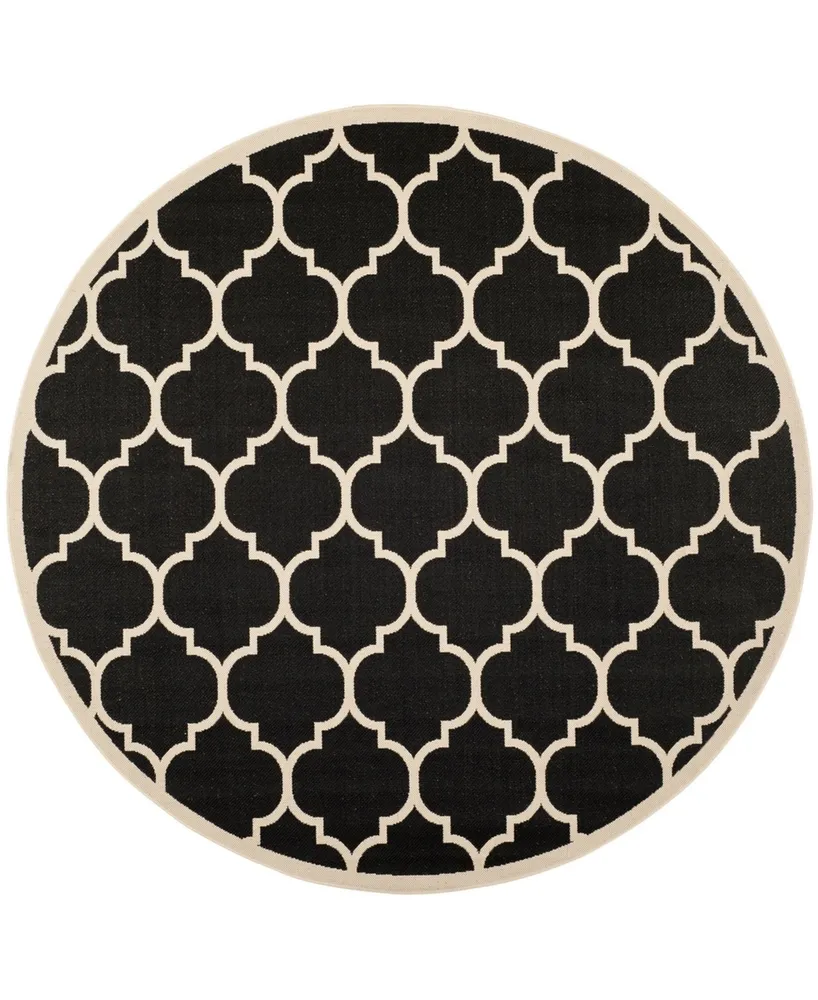 Safavieh Courtyard CY6914 Black and Beige 7'10" x 7'10" Sisal Weave Round Outdoor Area Rug