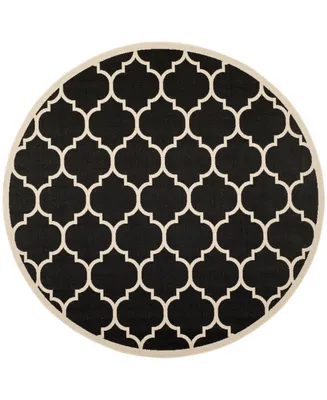 Safavieh Courtyard CY6914 Black and Beige 7'10" x 7'10" Sisal Weave Round Outdoor Area Rug