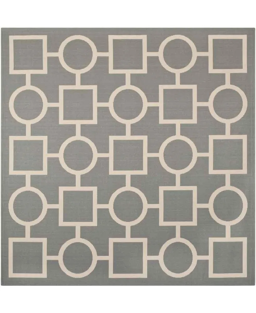 Safavieh Courtyard CY6925 Anthracite and Beige 7'10" x 7'10" Sisal Weave Square Outdoor Area Rug