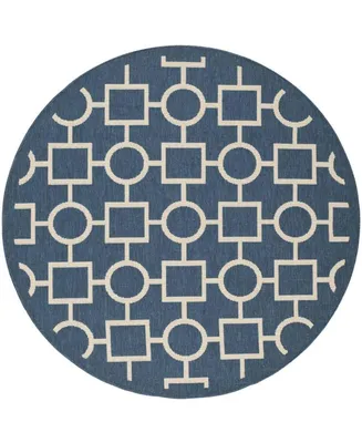 Safavieh Courtyard CY6925 Navy and Beige 5'3" x 5'3" Sisal Weave Round Outdoor Area Rug