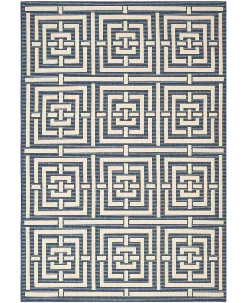 Safavieh Courtyard CY6937 Navy and Beige 5'3" x 7'7" Sisal Weave Outdoor Area Rug