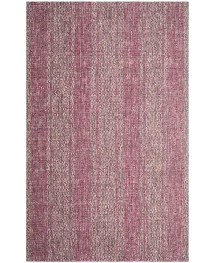 Safavieh Courtyard CY8736 Light Gray and Fuchsia 5'3" x 7'7" Sisal Weave Outdoor Area Rug