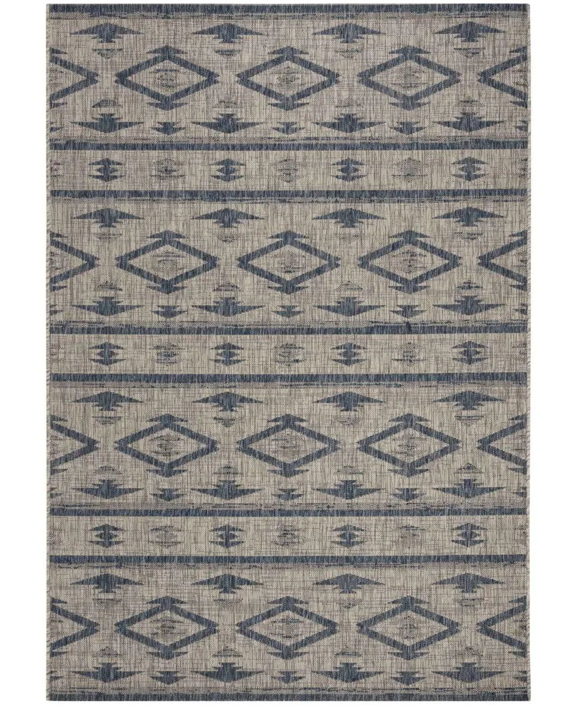 Safavieh Courtyard CY8863 Gray and Navy 5'3" x 7'7" Outdoor Area Rug