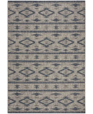 Safavieh Courtyard CY8863 Gray and Navy 5'3" x 7'7" Outdoor Area Rug